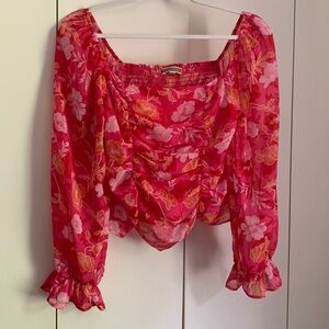Pleione pink floral blouse